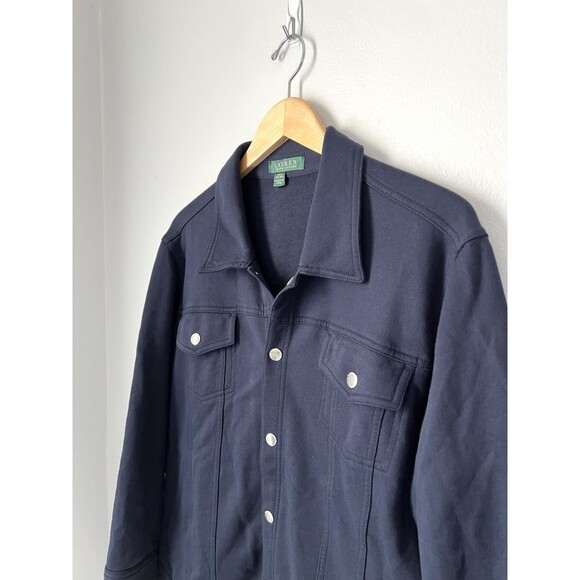 VTG Lauren Ralph Lauren Jacket Womens XL Blue Long Sleeve Snap Front Classic EUC - Picture 2 of 12